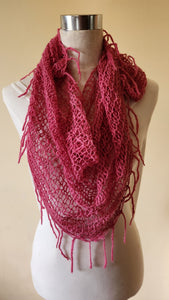 Triangle Fringe Scarf "Pink" - 100% NZ Wool